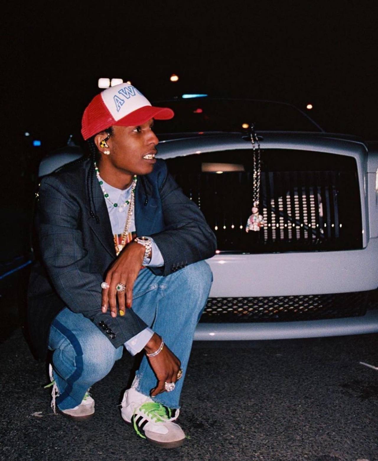 ASAP ROCKY	'S OUTFITS — A$AP ROCKY in AWGE HAT x Adidas Samba