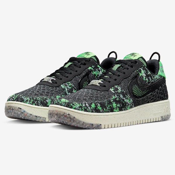 나이키 에어 포스 1 로우 크레이터 플라이니트 블랙 볼트 Nike Air Force 1 Crater Flyknit