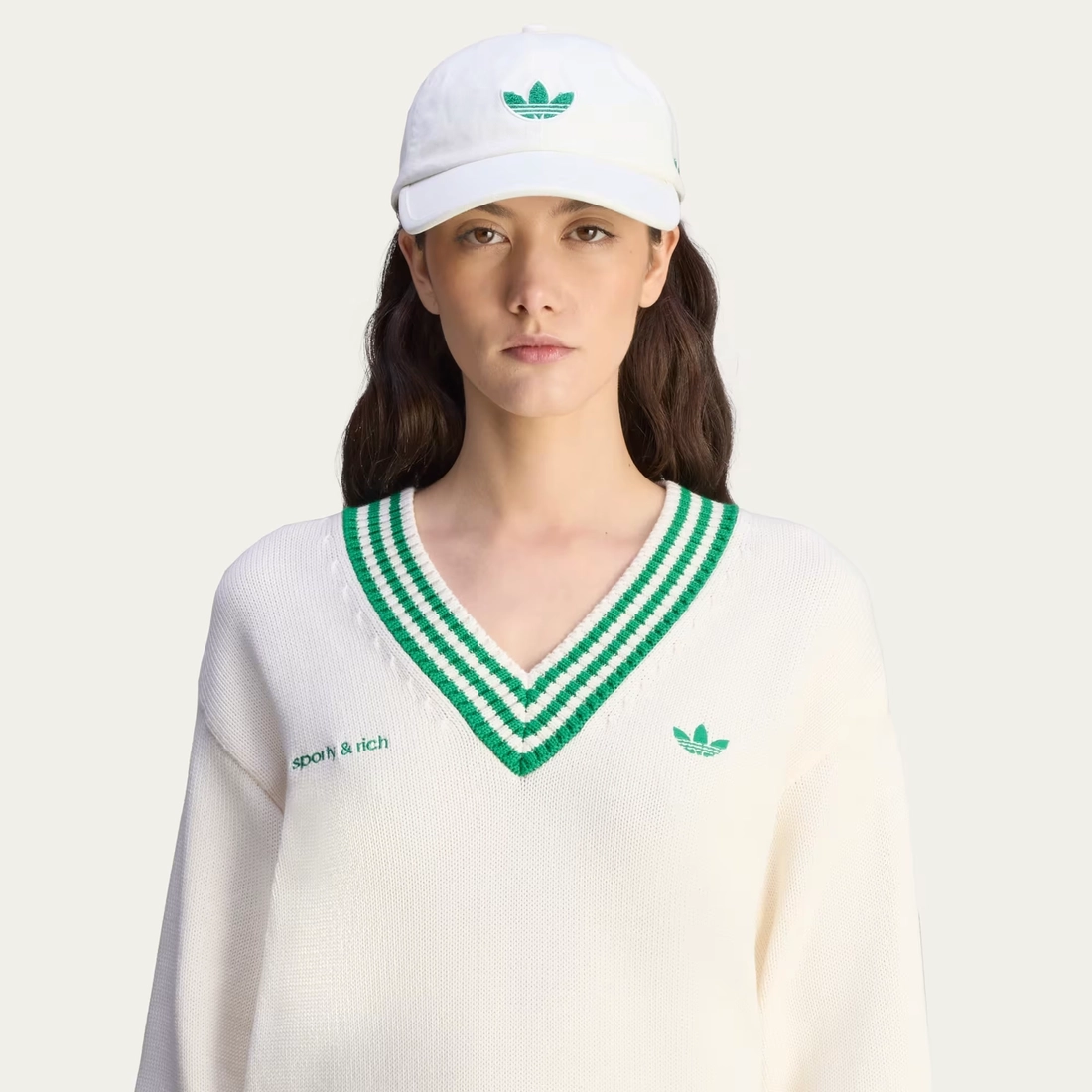 스포티 앤 리치 x 아디다스 캡 쵸크 화이트 그린 JL6897