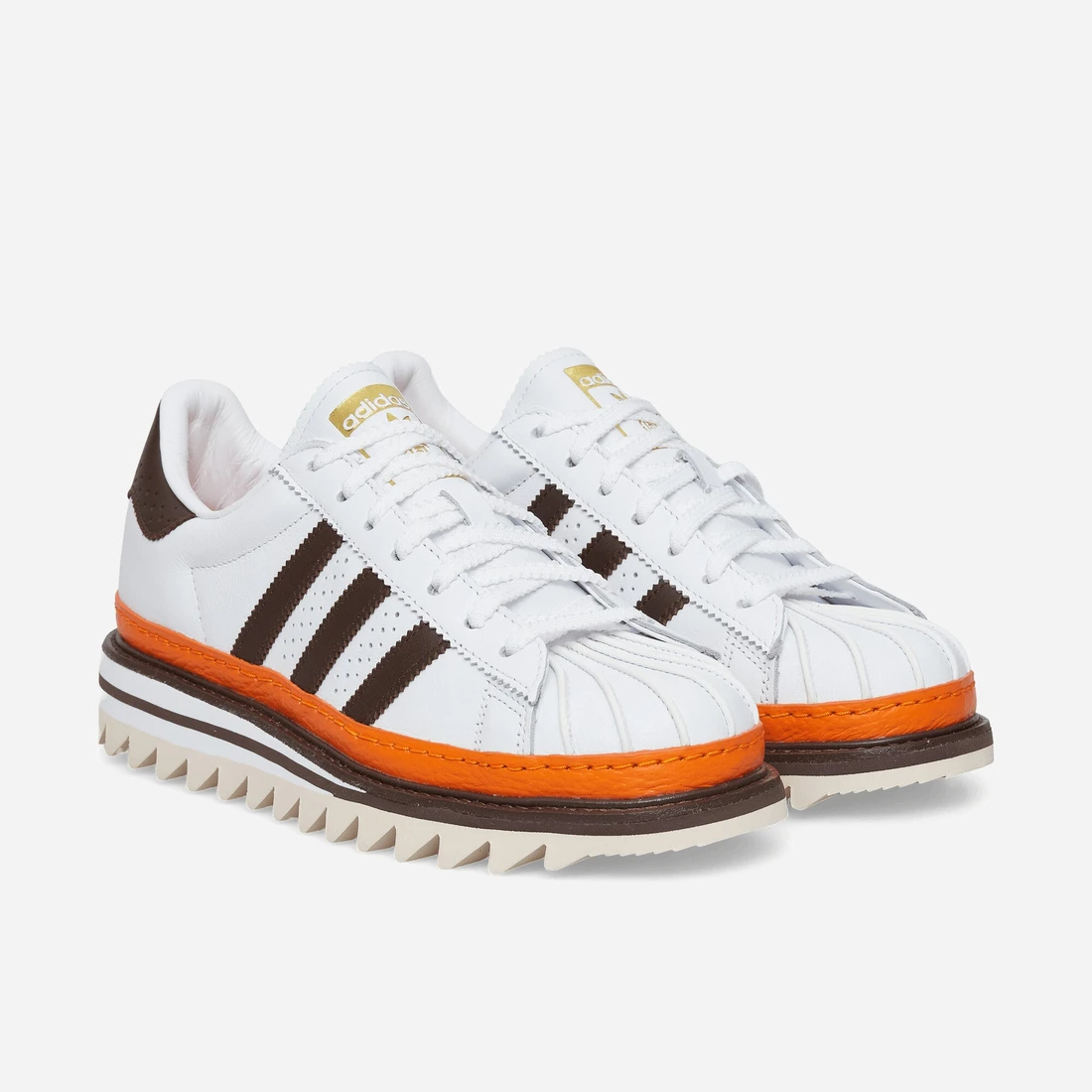 아디다스 CLOT by Edison Chen EX Orange Superstar Sneakers White / Coffee / Orange KK1388