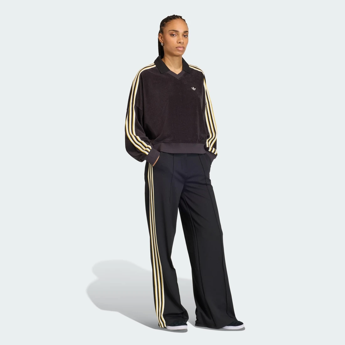 아디다스 테리 타월 브이넥 롱 슬리브 폴로 셔츠 KD1402