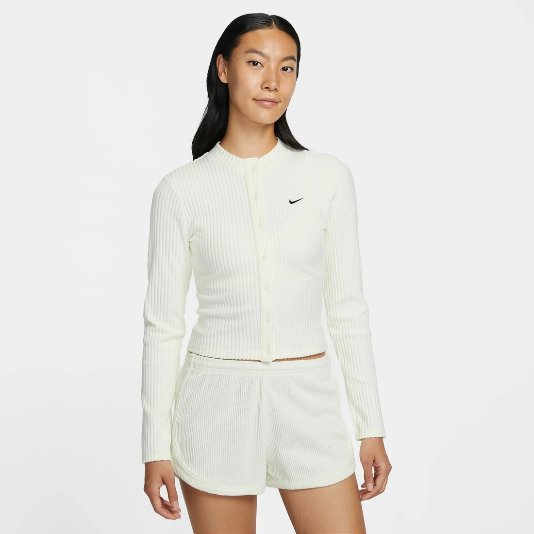 나이키 NSW 칠 니트 슬림 와이드 골지 가디건 세일 블랙 - 아시아 우먼스 IF0235-133