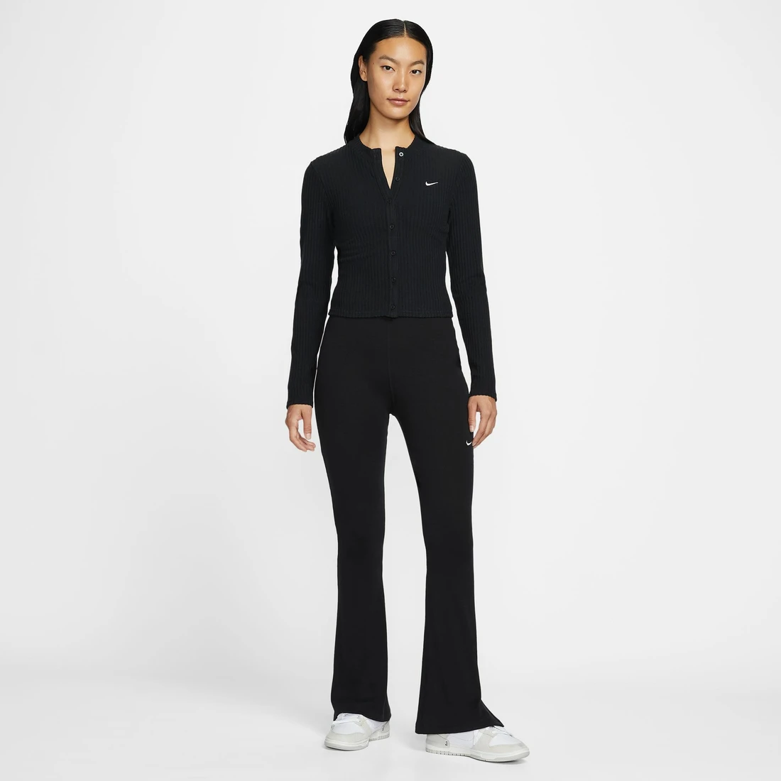 나이키 NSW 칠 니트 슬림 와이드 골지 가디건 블랙 세일 - 아시아 우먼스 IF0235-010
