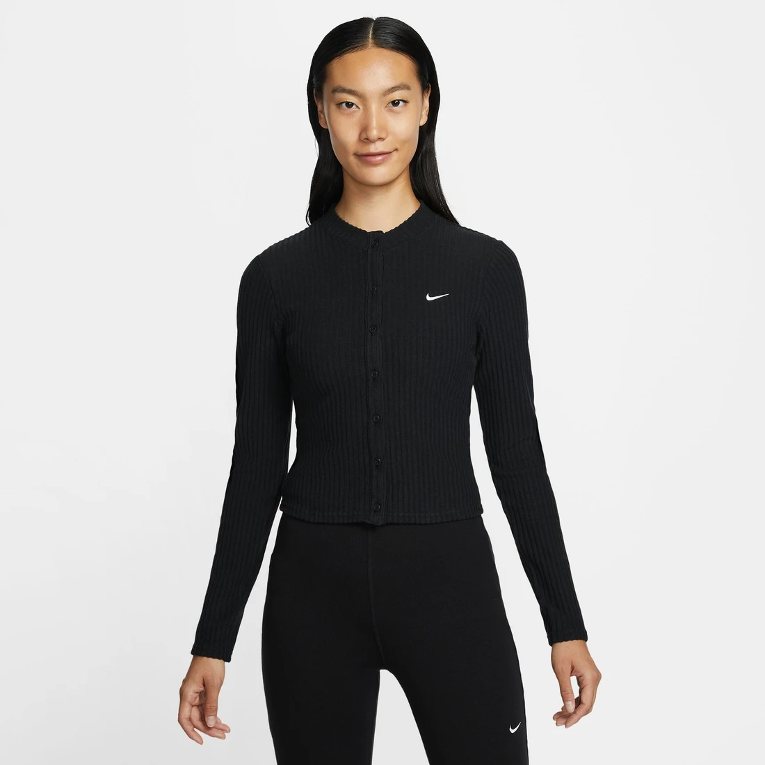 나이키 NSW 칠 니트 슬림 와이드 골지 가디건 블랙 세일 - 아시아 우먼스 IF0235-010