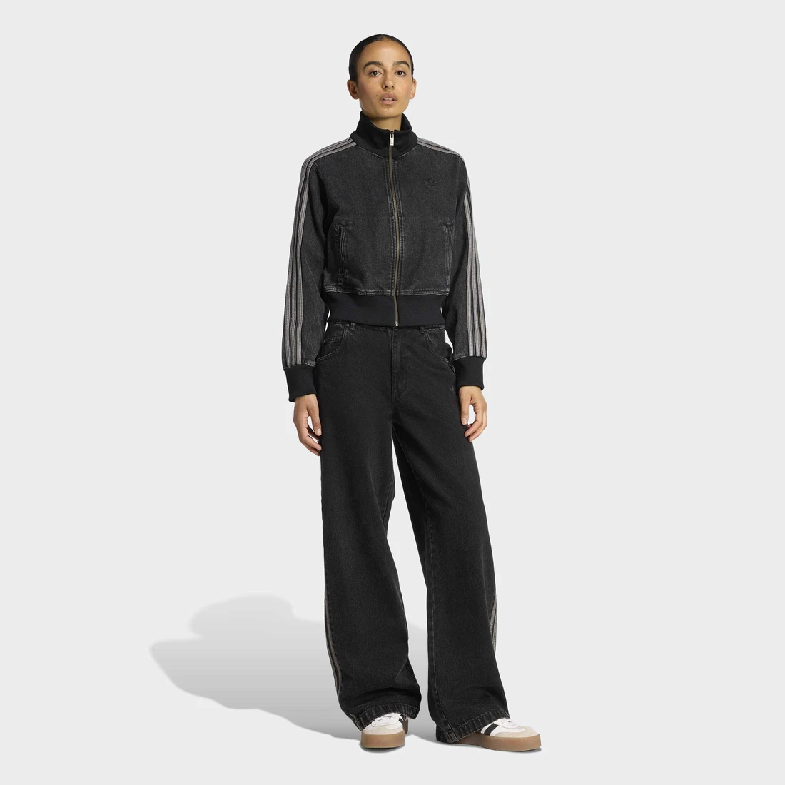 아디다스 오리지널스 파이어버드 데님 트랙 탑 트루 블랙 데님 - KR 사이즈 우먼스 KD2898