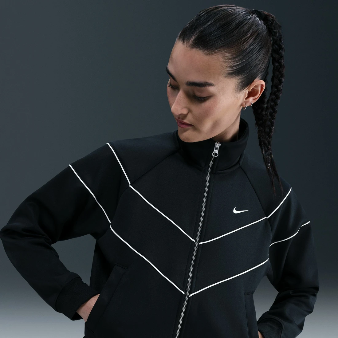 나이키 NSW 윈드러너 니트 자켓 블랙 세일 - 아시아 우먼스 HJ0976-011