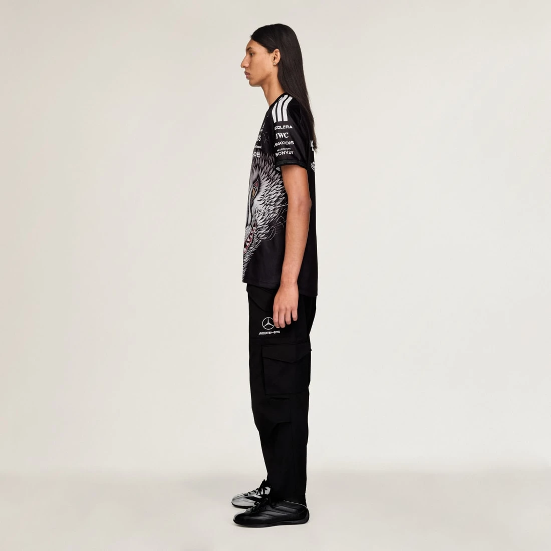 Y-3 x 메르세데스 AMG 페트로나스 F1 팀 실버 애로우 DRVR 숏슬리브 저지 블랙 KT2226