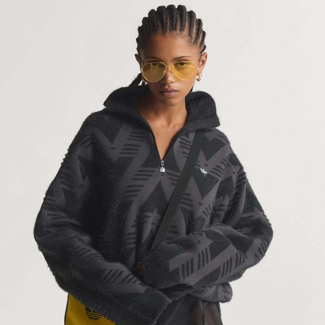 아디다스 하프 집 니트 스웨터 블랙 - KR 사이즈 KD2427