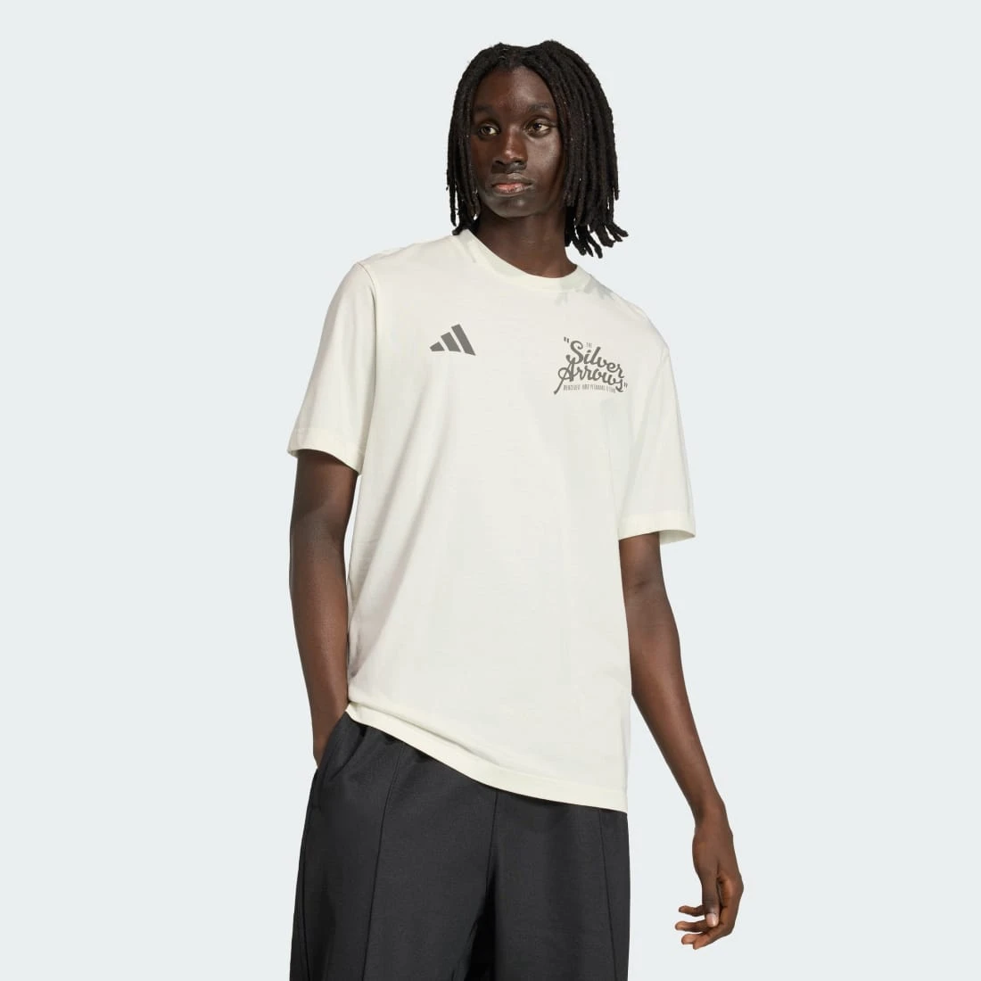 아디다스 x 메르세데스 AMG 페트로나스 F1 팀 실버 애로우 티셔츠 오프 화이트 그래닛 - KR 사이즈 KE8288