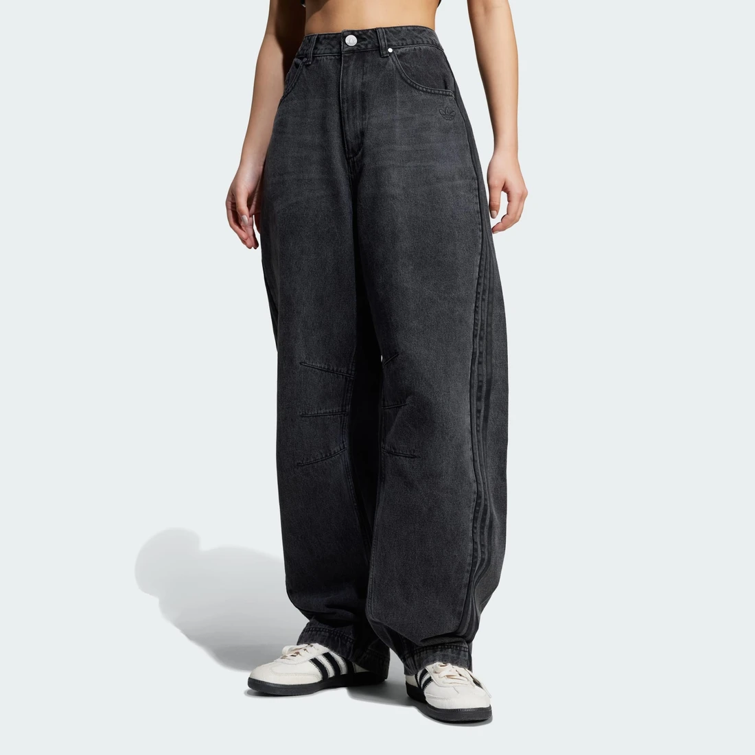 아디다스 아딜레늄 시즌 3 바나나 피티드 워시드 데님 팬츠 블랙 - KR 사이즈 우먼스 JX9213