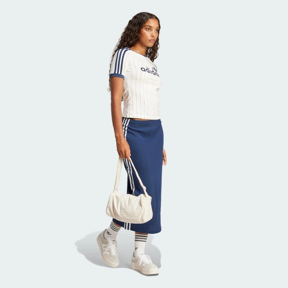 아디다스 리니어 캘리 그래픽 티셔츠 오프 화이트 나이트 인디고 - KR 사이즈 우먼스 JC7705