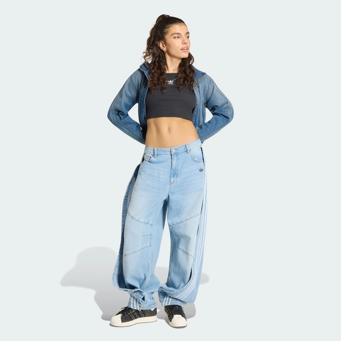 아디다스 아딜레늄 5.0 바나나 오버레이 데님 팬츠 KY5188