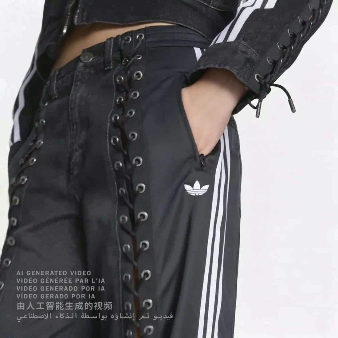 아디다스 오리지널스 데님 FB 레이싱 팬츠 블랙 - US 사이즈 우먼스 KS3878