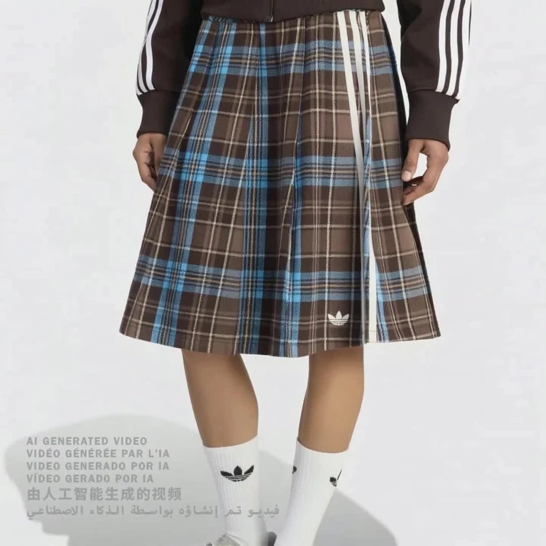 아디다스 체크 플리츠 스커트 KW4529