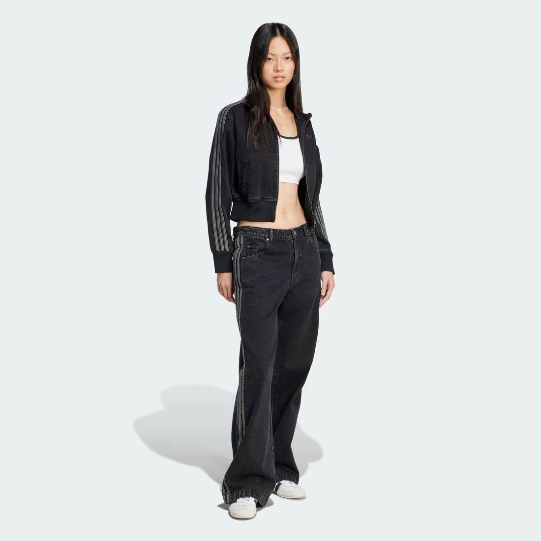 아디다스 아디컬러 데님 트랙탑 트루 블랙 데님 - KR 사이즈 우먼스 JD3110