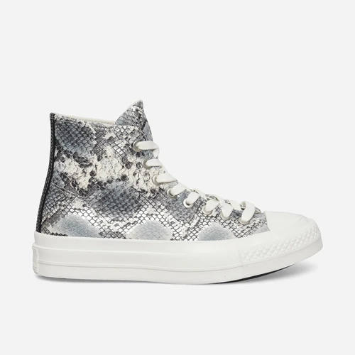 컨버스 척 테일러 올스타 퍼스트 스트링 하이 스네이크스킨 화이트 스노우 화이트