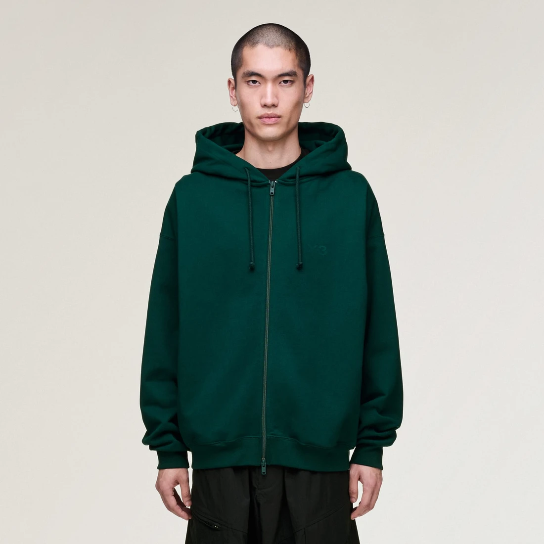 Y-3 x 요지 야마모토 브러쉬드 테리 집 후드 오로라 아이비 KS7882