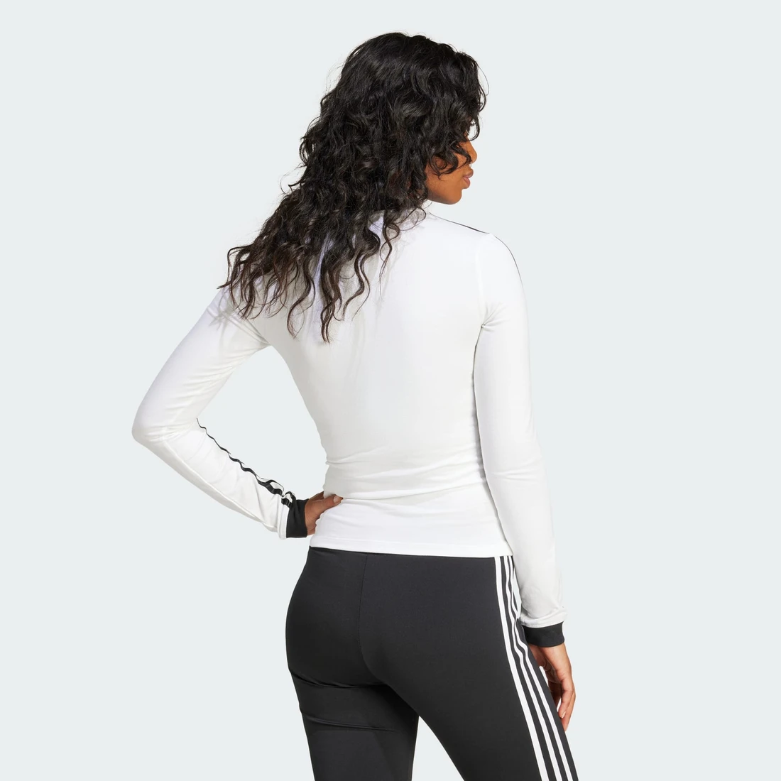 아디다스 오리지널스 브이넥 롱슬리브 셔츠 화이트 - KR 사이즈 우먼스 JC8154