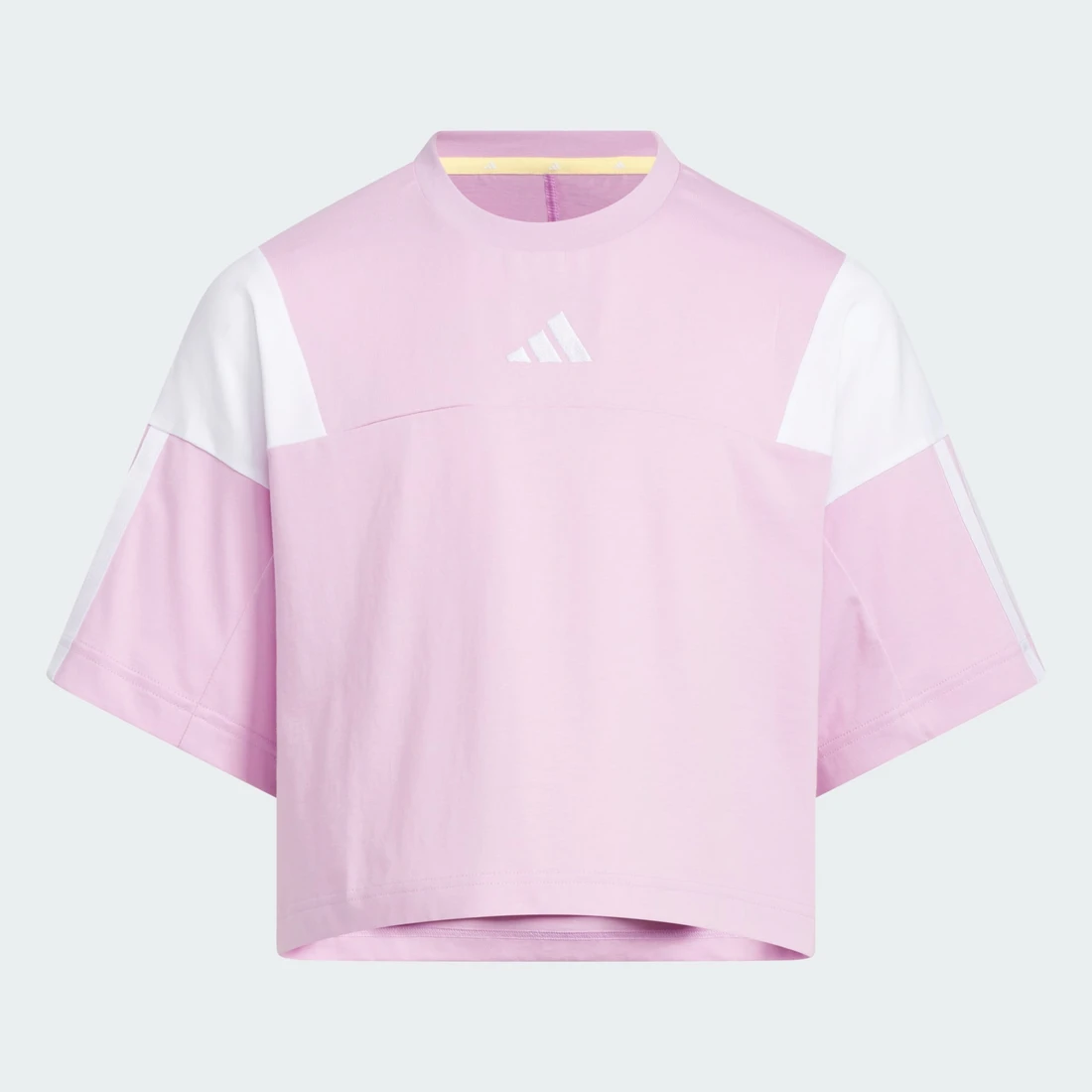 아디다스 걸스 컬러 블록 오버사이즈 핏 쇼트 슬리브 티셔츠 KF9025