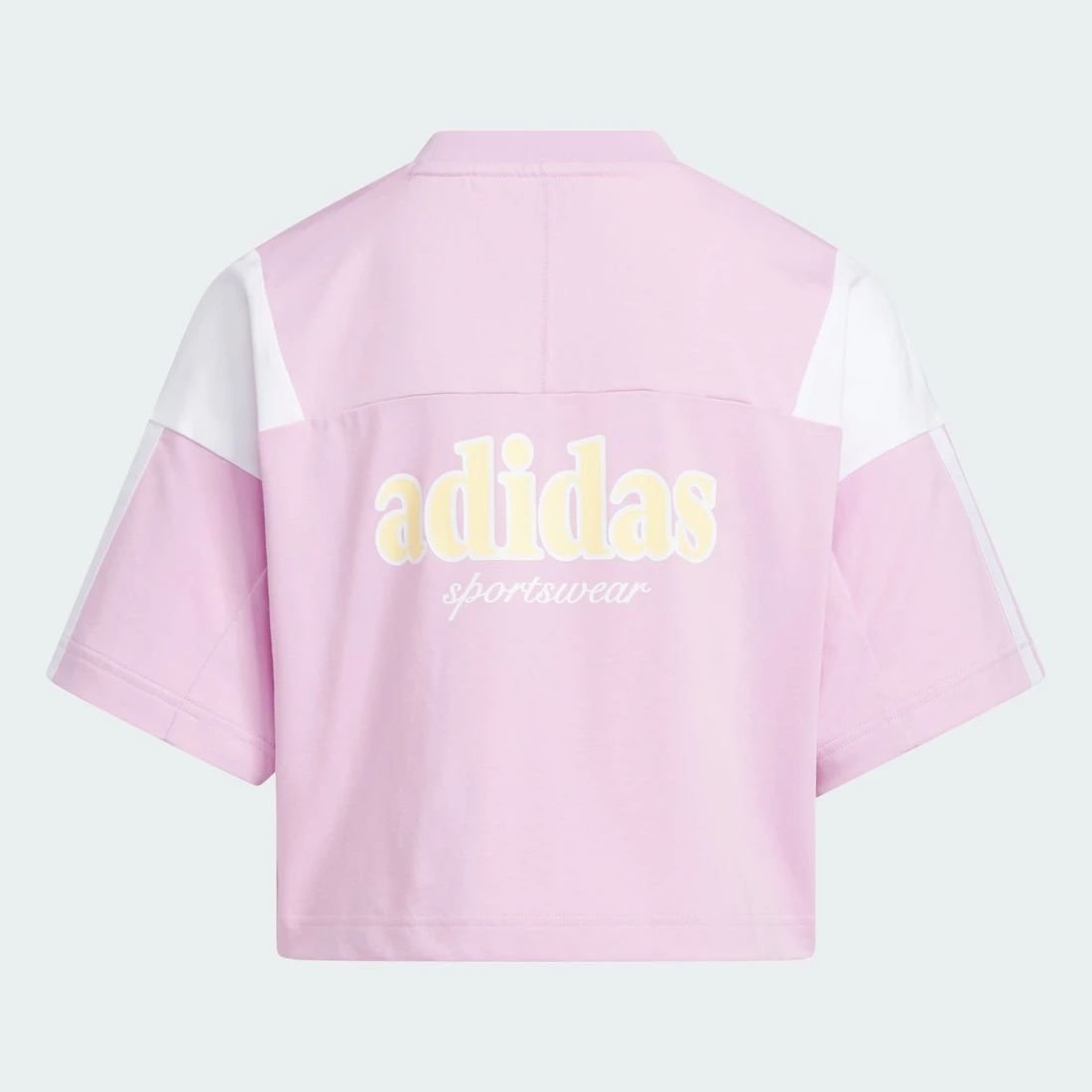 아디다스 걸스 컬러 블록 오버사이즈 핏 쇼트 슬리브 티셔츠 KF9025