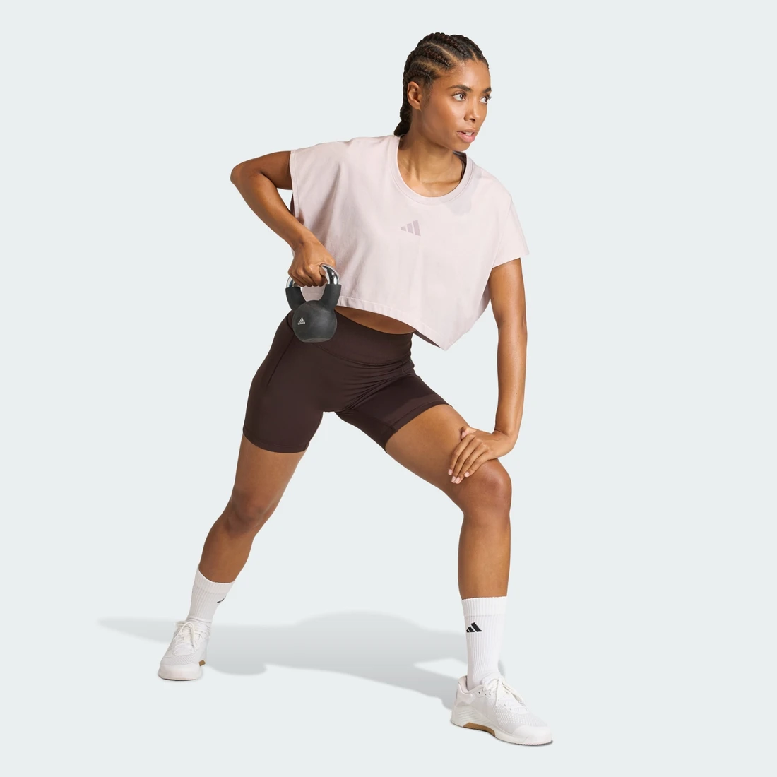 아디다스 프라임리프트 워크아웃 크롭 박시 3-스트라이프 탱크 KE8052