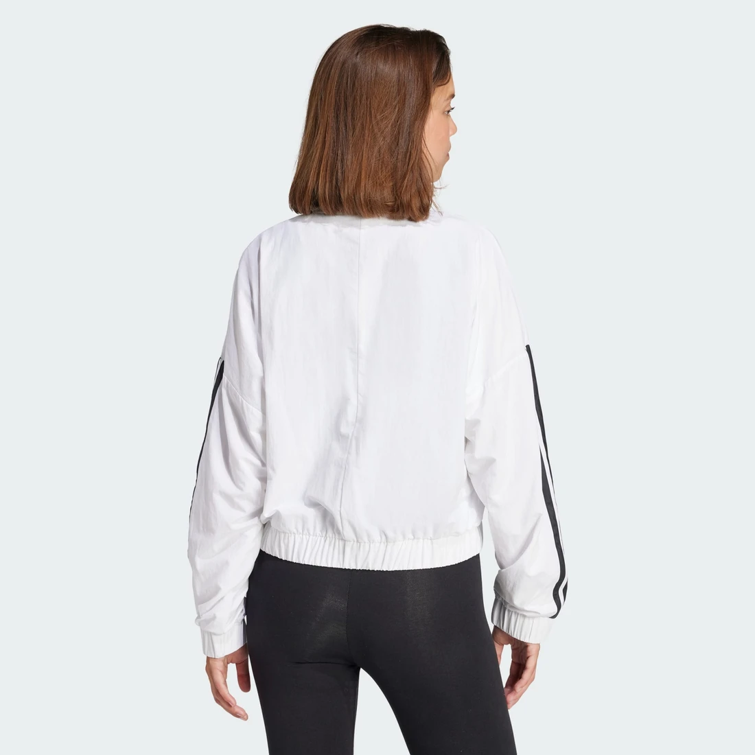 아디다스 에센셜 3S 라이프스타일 우븐 봄버 자켓 화이트 블랙 - KR 사이즈 우먼스 JD5319
