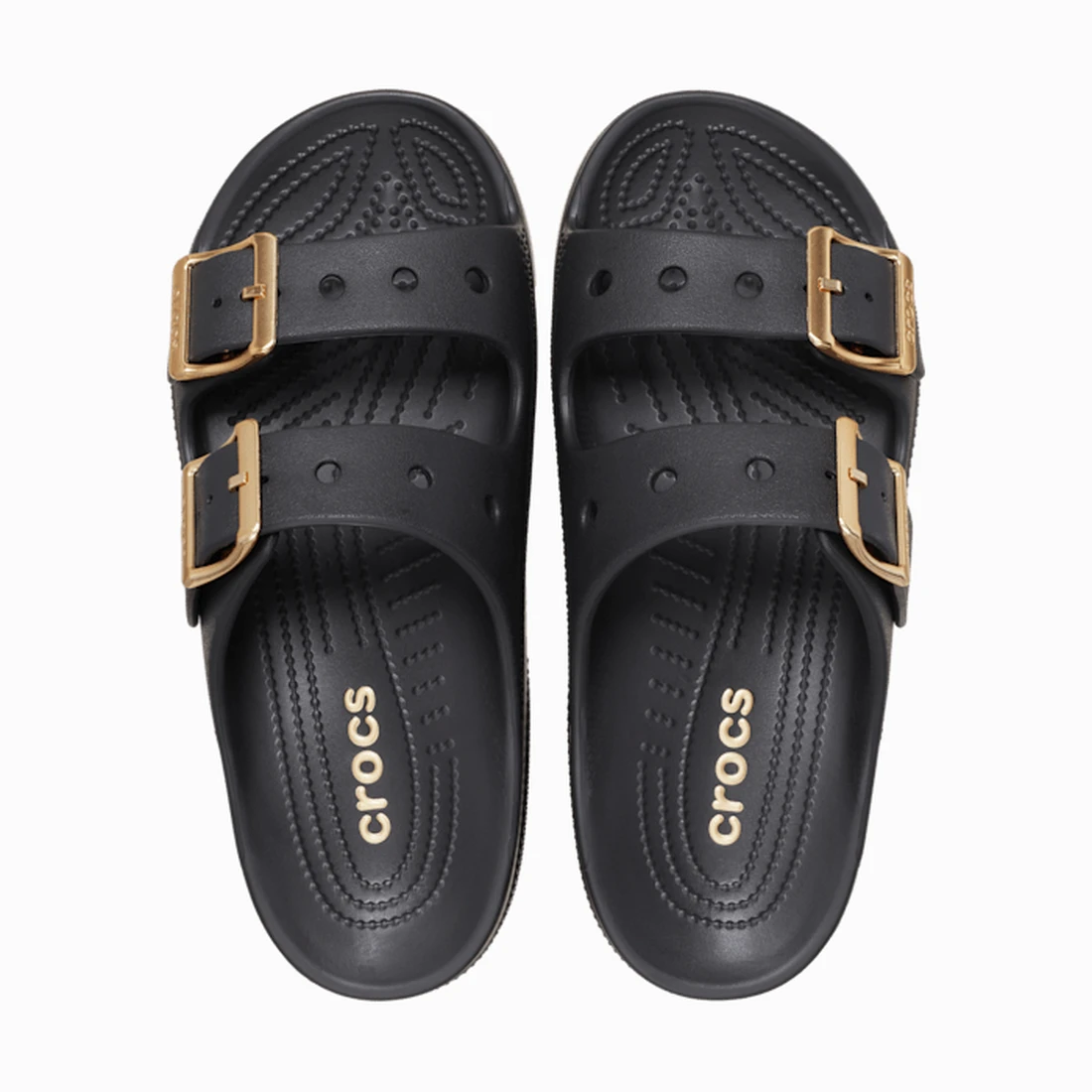 크록스 새터데이 메탈릭 버클 샌들 우먼 블랙 213316-001