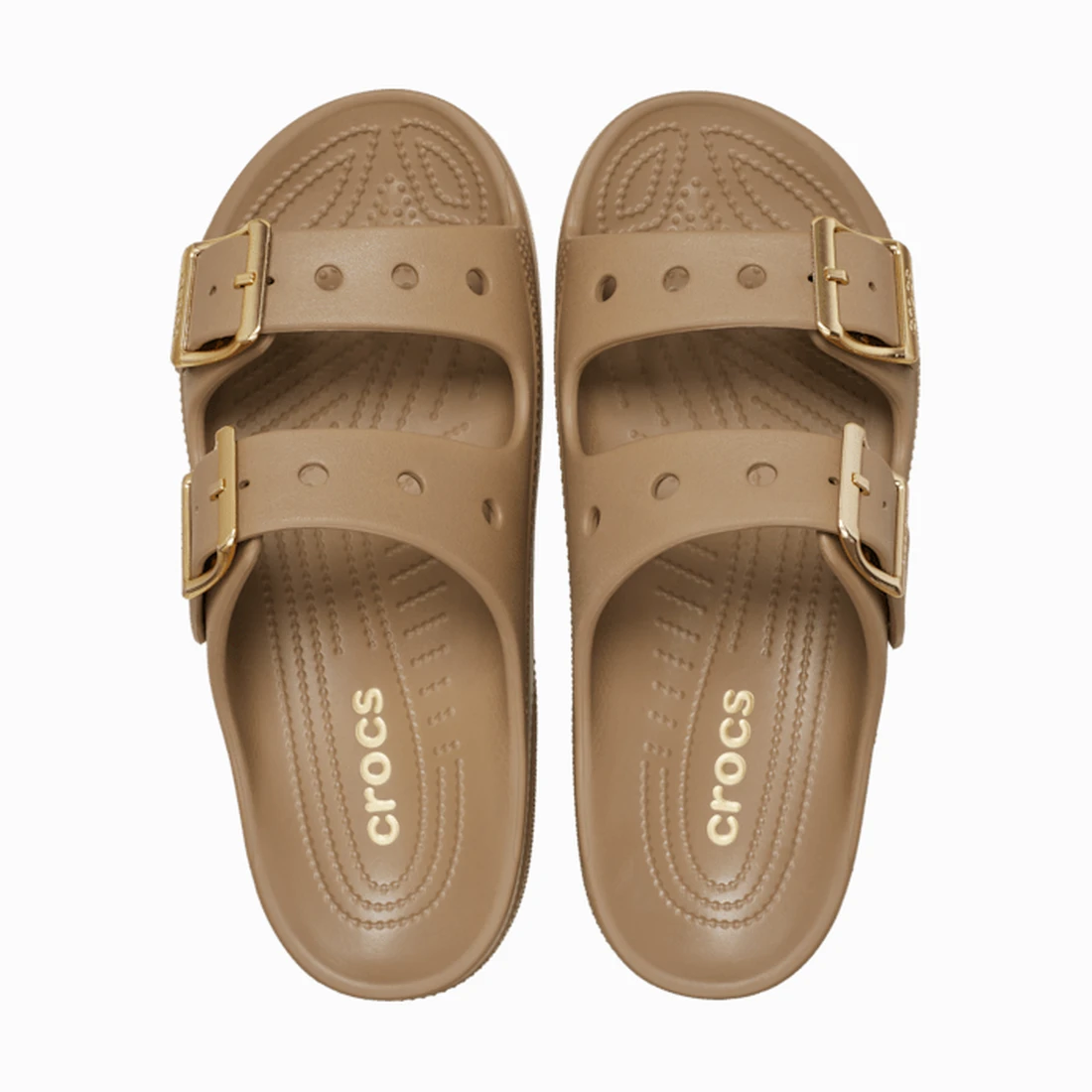 크록스 새터데이 메탈릭 버클 샌들 우먼 세피아 213316-2EY