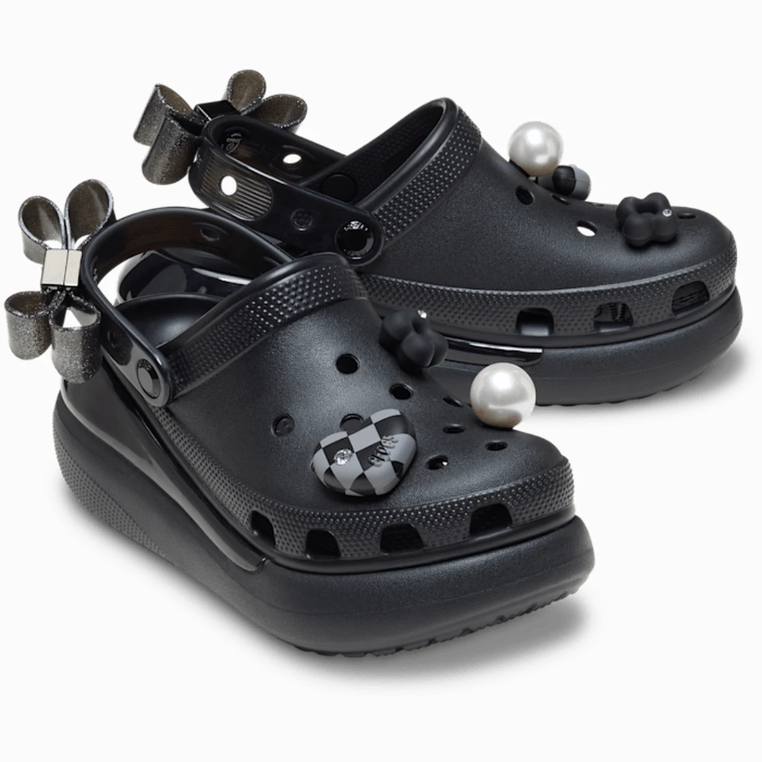 크록스 크러쉬 트랜슬루센트 글리치 글램 클로그 블랙 213633-001