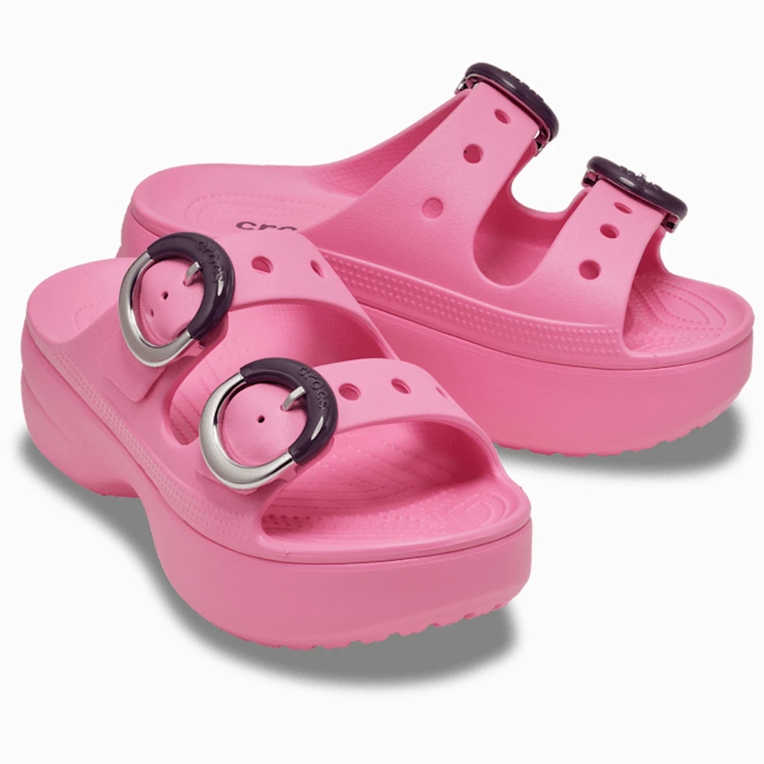 크록스 새터데이 플랫폼 딥디드 버클 샌들 우먼 핑크 레모네이드 213246-669