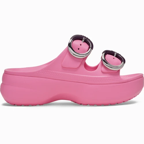 크록스 새터데이 플랫폼 딥디드 버클 샌들 우먼 핑크 레모네이드