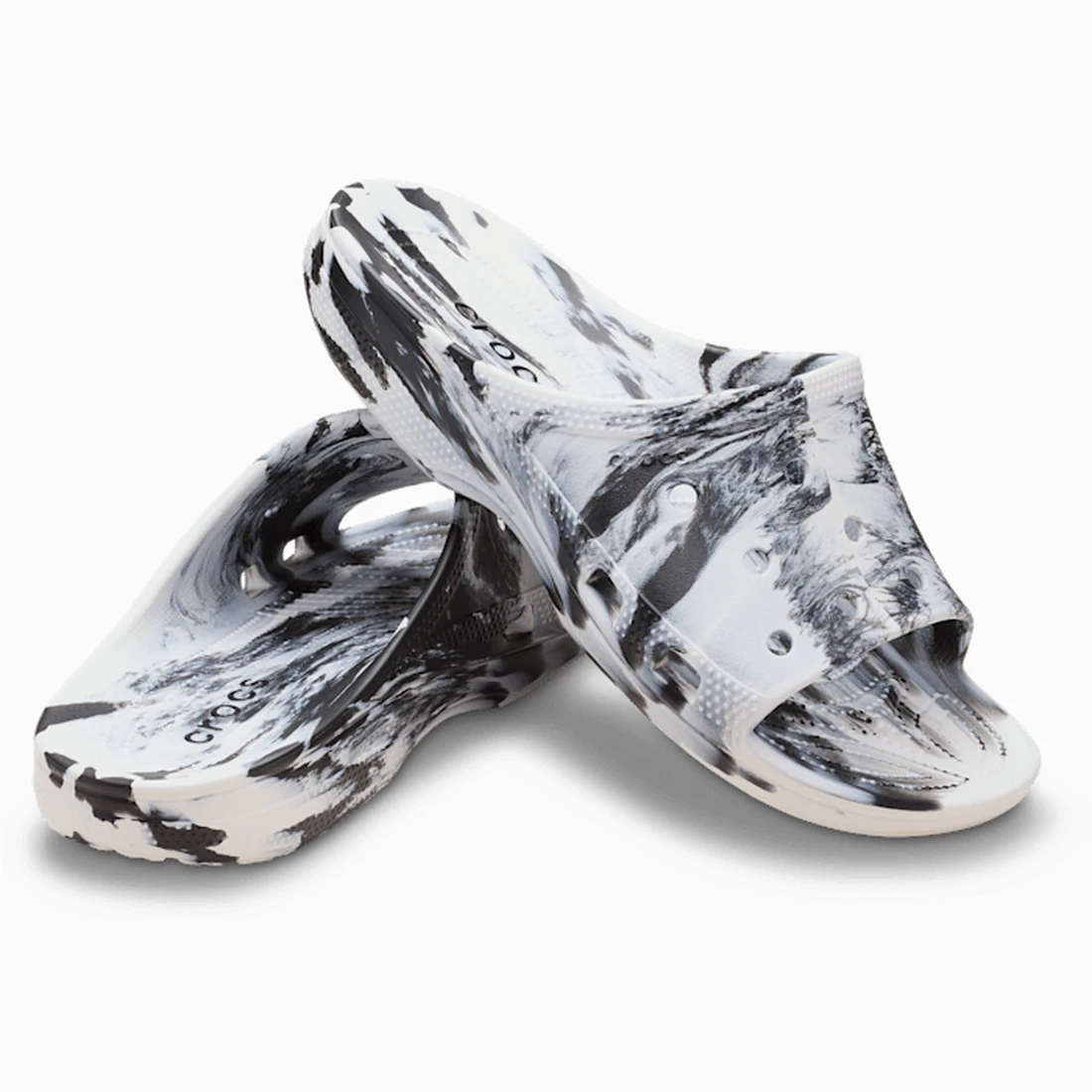 크록스 새터데이 마블 슬라이드 맨 블랙/화이트 213299-066