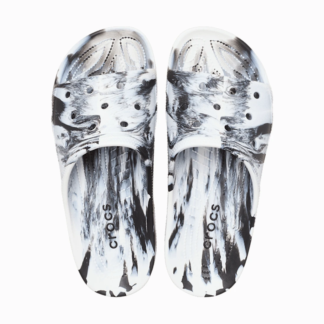 크록스 새터데이 마블 슬라이드 맨 블랙/화이트 213299-066