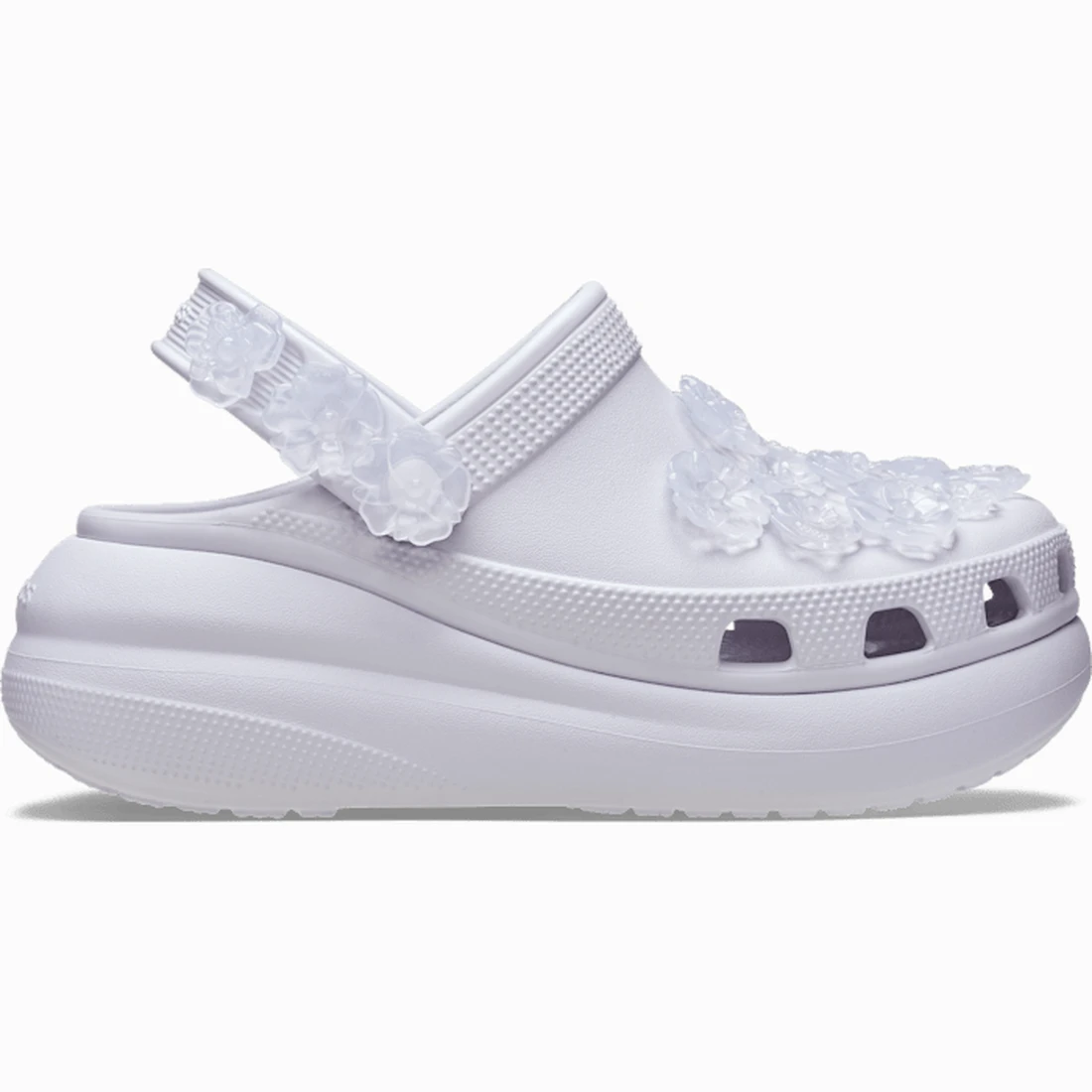 크록스 크러쉬 트랜슬루센트 플로럴 클로그 프로스트 그레이프 213121-5BO