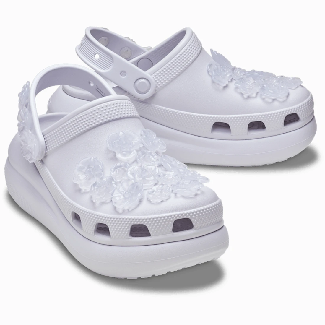 크록스 크러쉬 트랜슬루센트 플로럴 클로그 프로스트 그레이프 213121-5BO