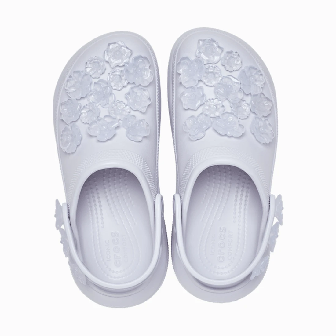 크록스 크러쉬 트랜슬루센트 플로럴 클로그 프로스트 그레이프 213121-5BO