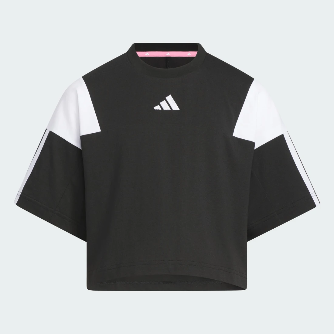 아디다스 걸스 컬러 블록 오버사이즈 핏 쇼트 슬리브 티셔츠 KF9024