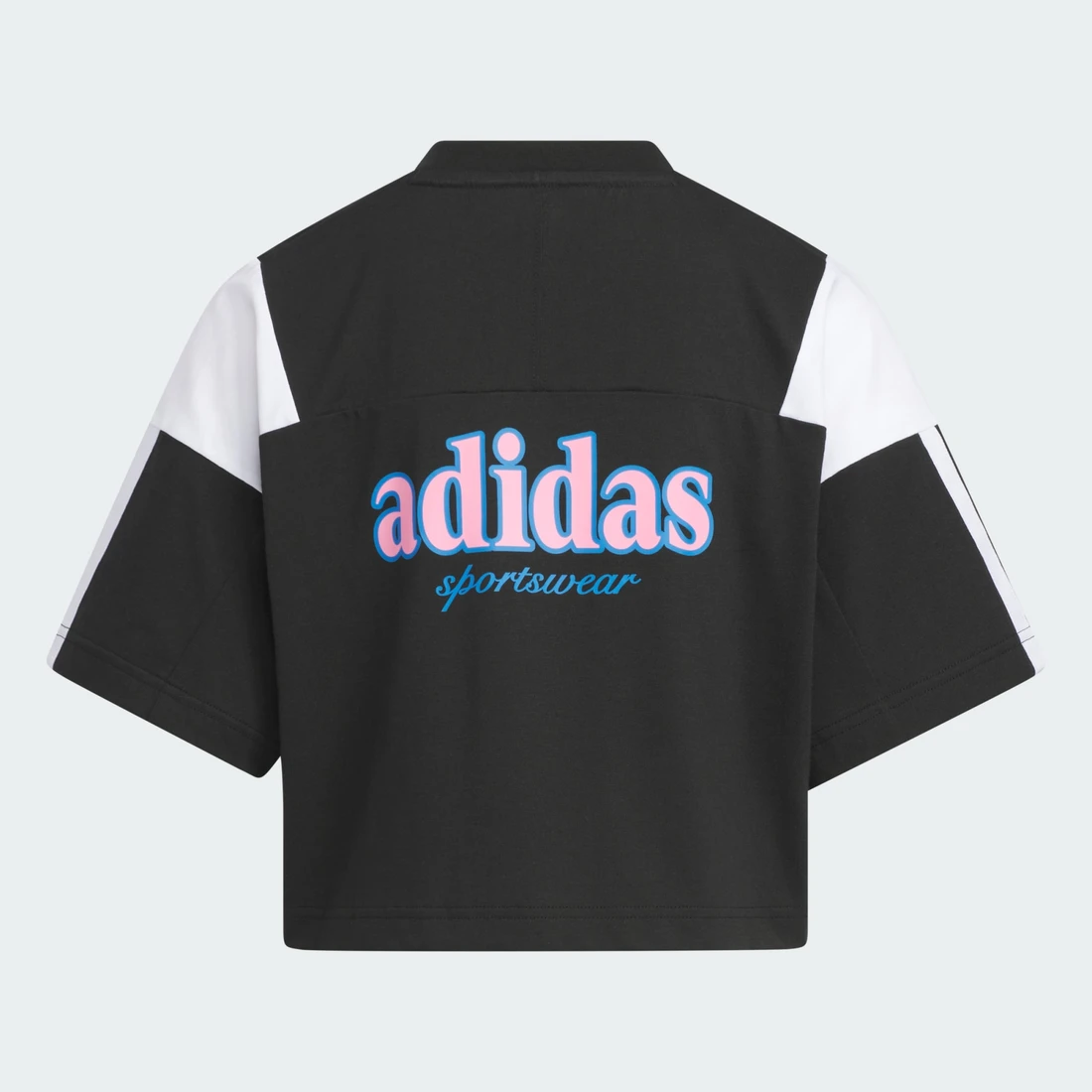 아디다스 걸스 컬러 블록 오버사이즈 핏 쇼트 슬리브 티셔츠 KF9024