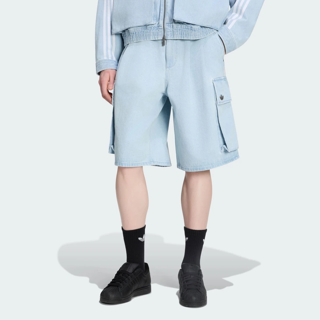아디다스 아딜레늄 5.0 데님 카고 쇼츠 라이트 블루 - KR 사이즈 KX4823