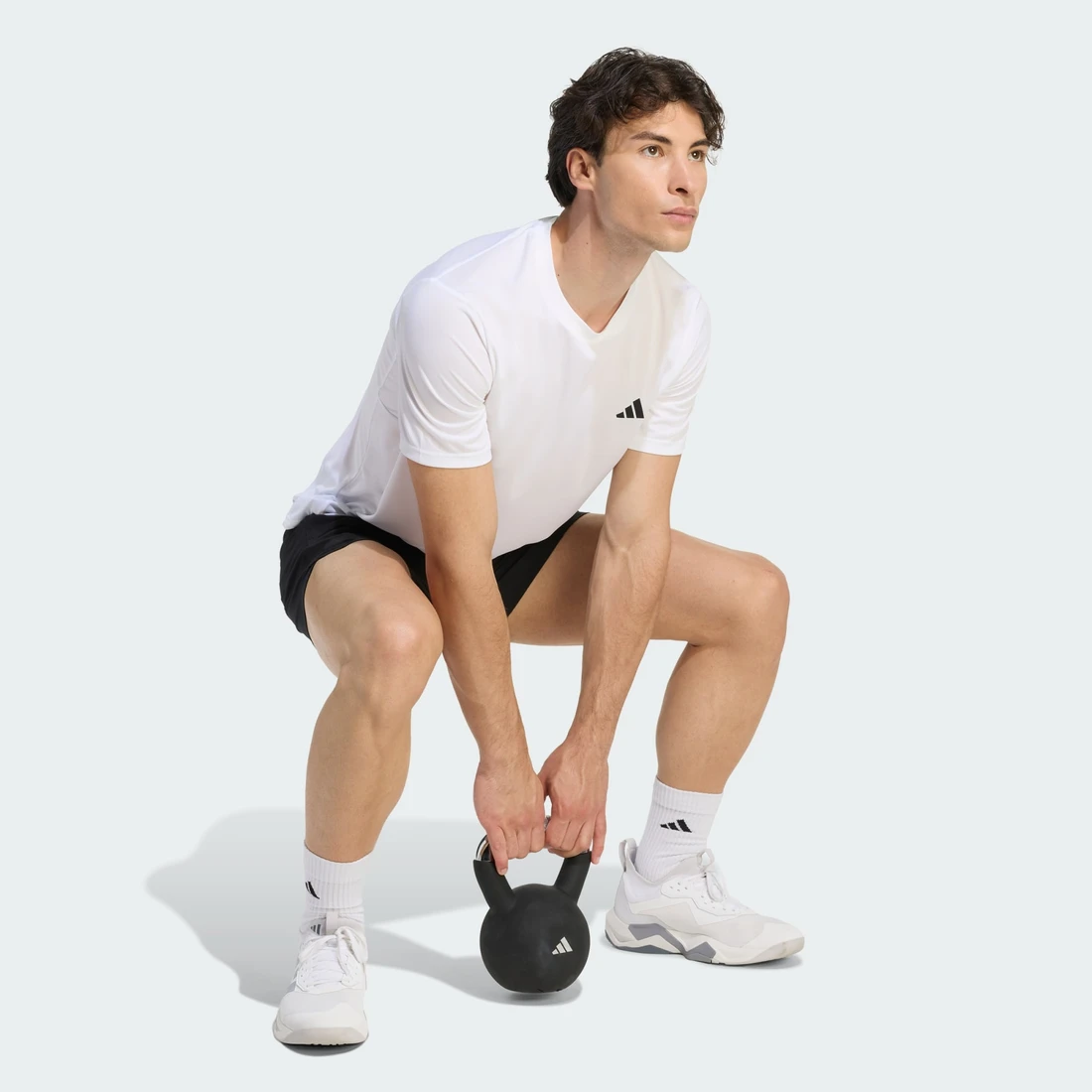 아디다스 워크아웃 에센셜 베이스 티셔츠 화이트 - KR 사이즈 KD5453