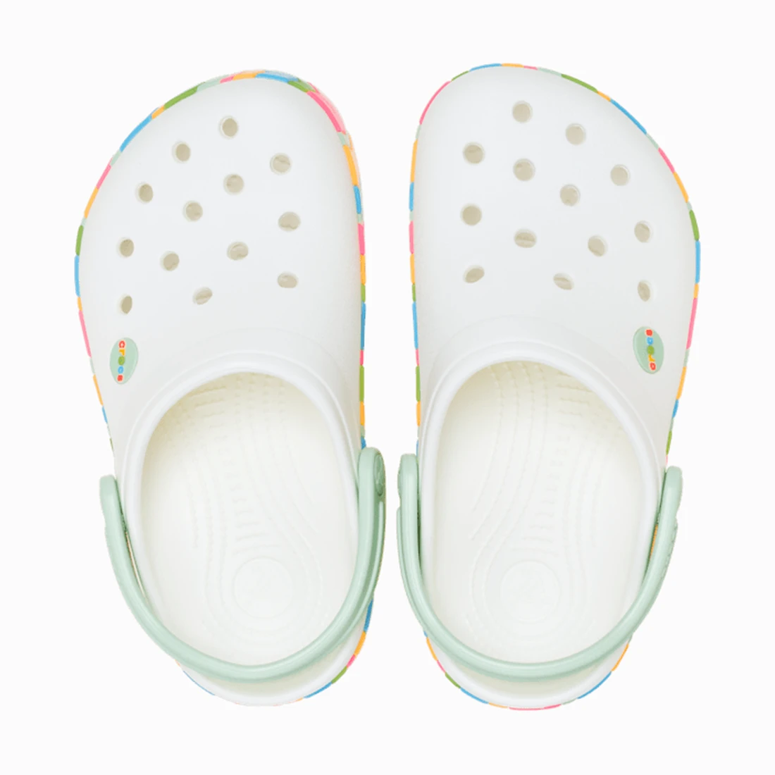 크록스 크록밴드 쉐브론 밴드 클로그 키즈 화이트/멀티 213839-94S