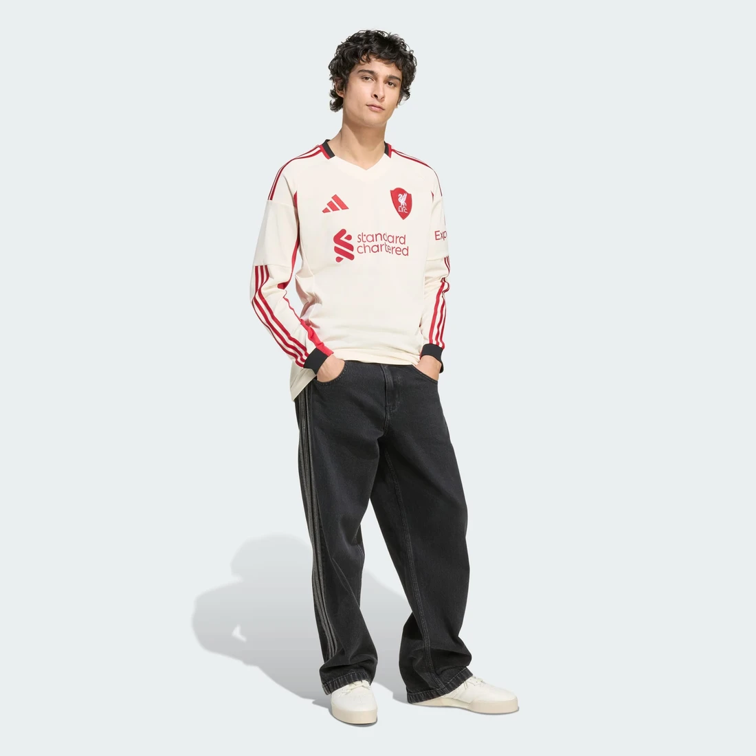 아디다스 리버풀 FC 2025/26 어웨이 롱슬리브 저지 원더 화이트 - KR 사이즈 (논 마킹 버전) JV6448