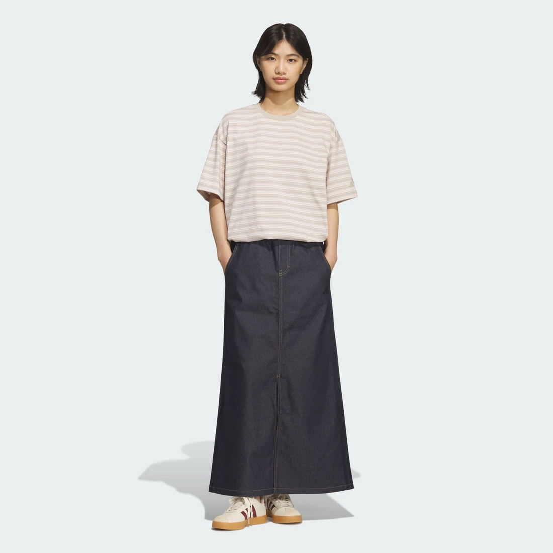 아디다스 스타디움 크롬 데님 루즈 핏 스커트 KF8216