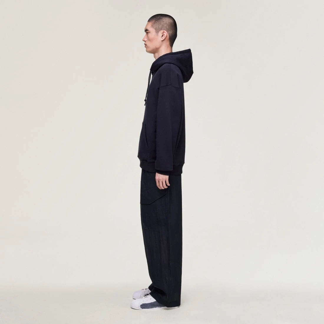 Y-3 x 요지 야마모토 브러쉬드 테리 GFX 후드 블랙 KR2208