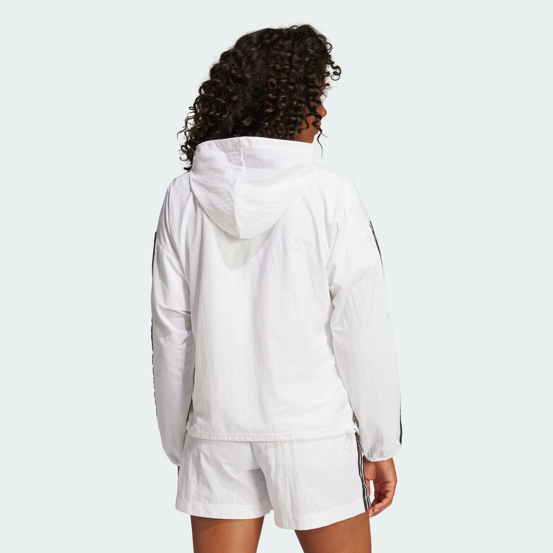 아디다스 에센셜 3S 우븐 윈드브레이커 화이트 블랙 - KR 사이즈 우먼스 JE1313