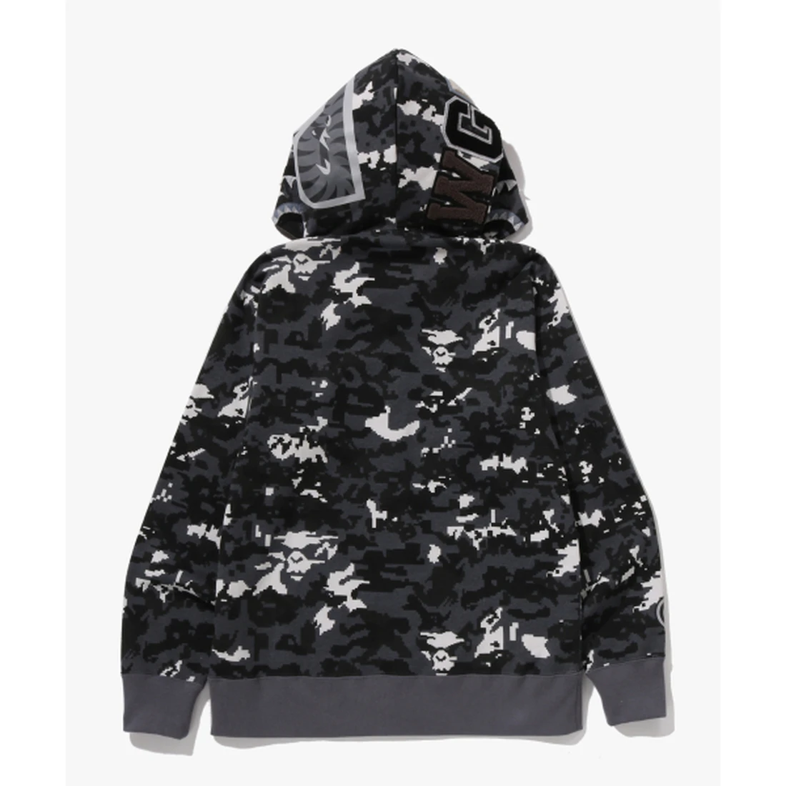 베이프 멀티 픽셀 카모 샤크 레귤러 핏 풀 집 후드 M BLACK 001ZPM301303MBLK