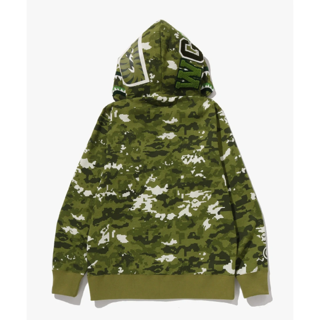 베이프 멀티 픽셀 카모 샤크 레귤러 핏 풀 집 후드 M GREEN 001ZPM301303MGRN
