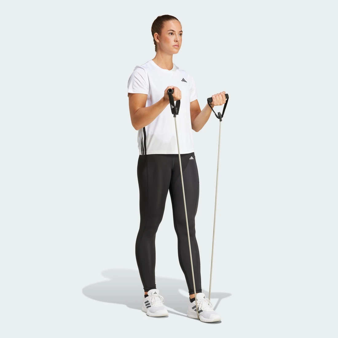 아디다스 트레인 에센셜 3S 워크아웃 티셔츠 화이트 - KR 사이즈 우먼스 JH1393