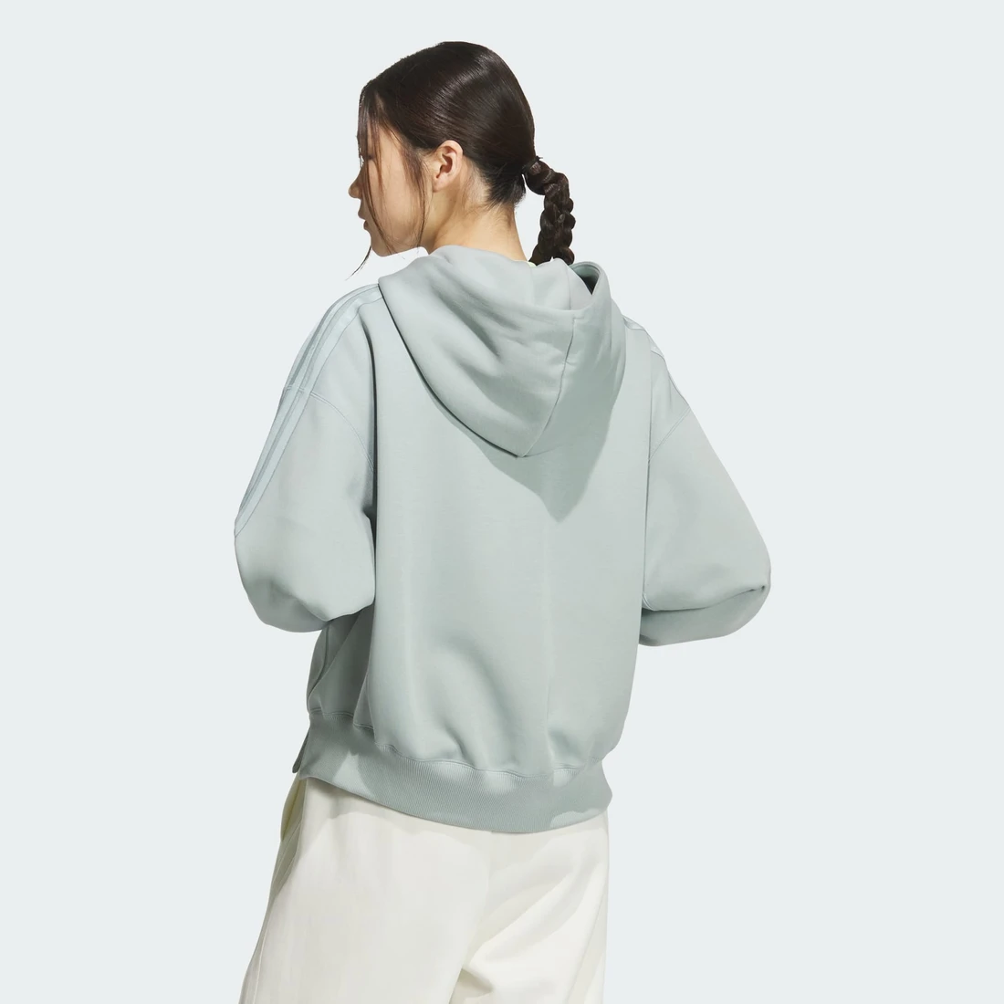 아디다스 에센셜 플러스 3-스트라이프 스페이서 니트 루즈 핏 풀 지퍼 후디 KF8278