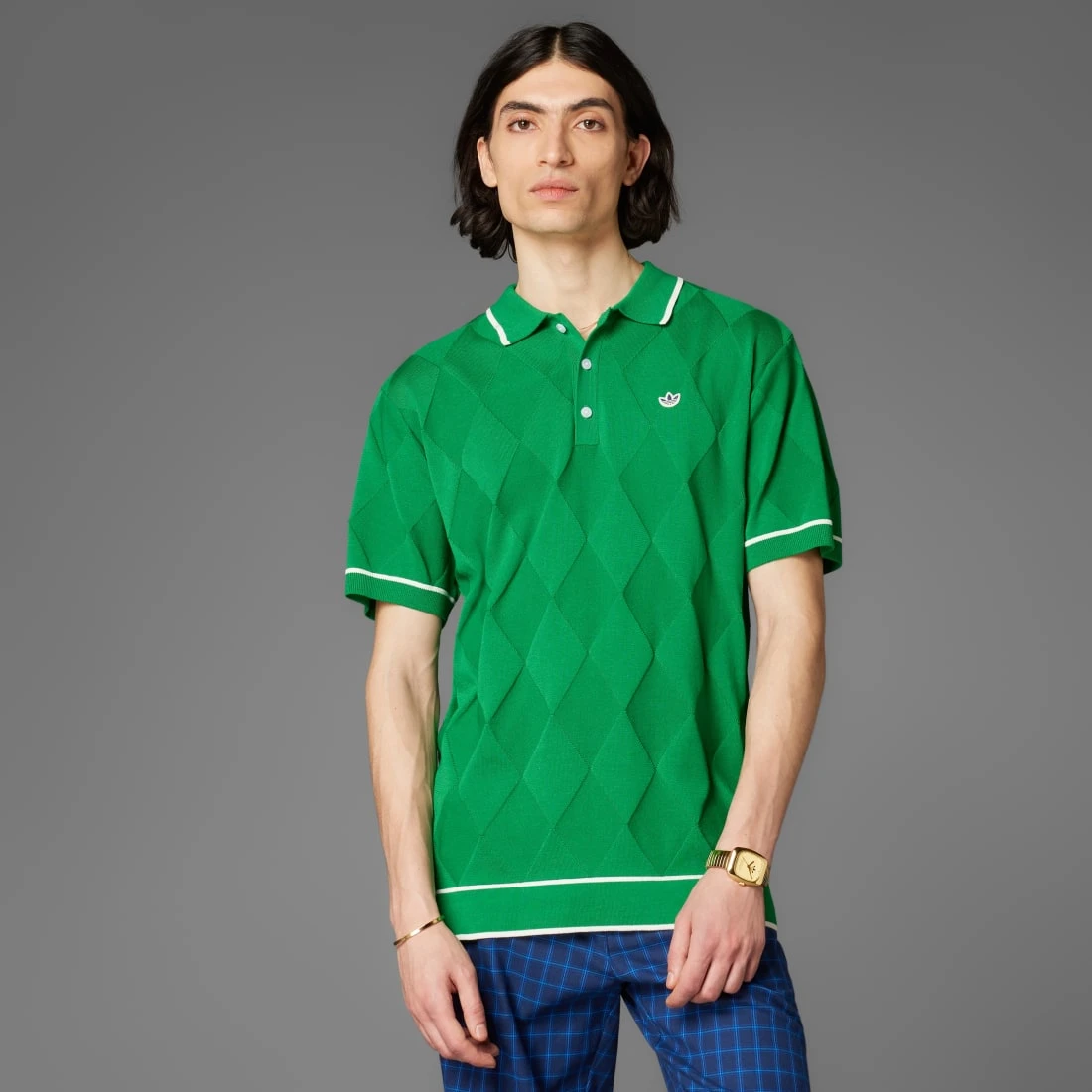 아디다스 오리지널스 아가일 니트 폴로 셔츠 JC6761